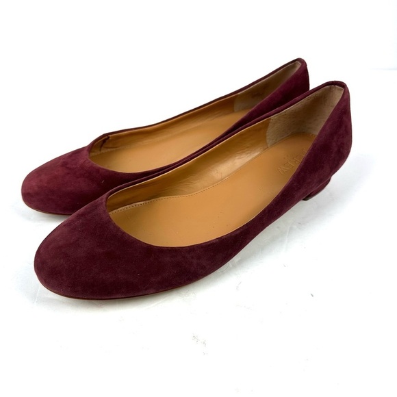 J Crew Shoes 9 Burgundy Suede Slip On Womens Heels - Picture 1 of 7
